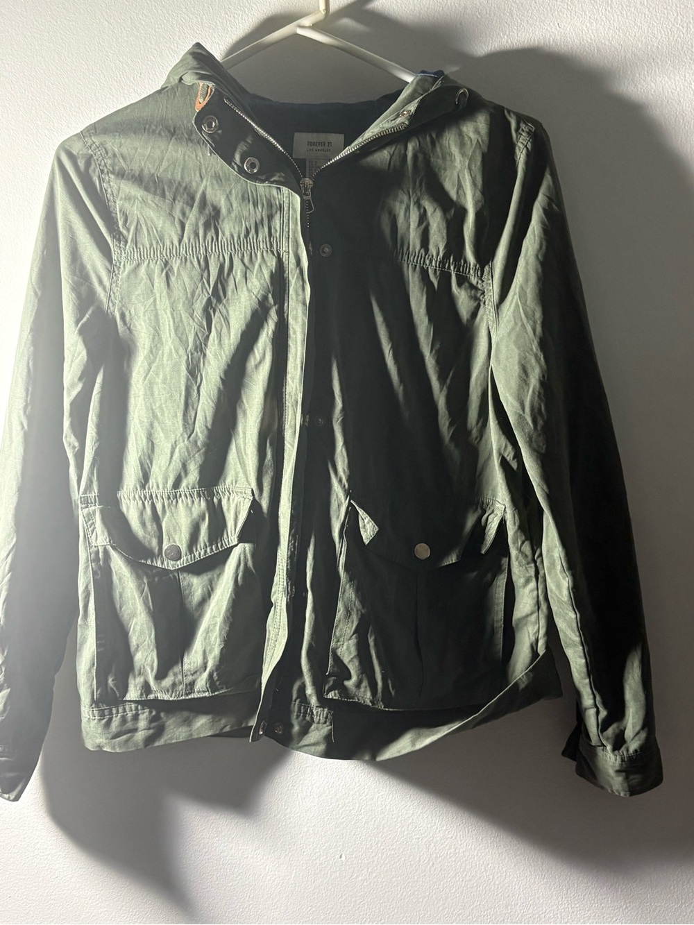 Forever 21 Olive Green Hooded Utility Jacket Women’s Small